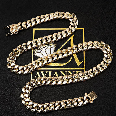 14k Semi-Solid Yellow Gold Cuban Link Chain 12 mm